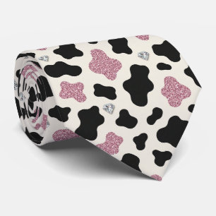 Kuh-Druck Glitter-Faux-Seidenkrawatte Cowgirl Krawatte