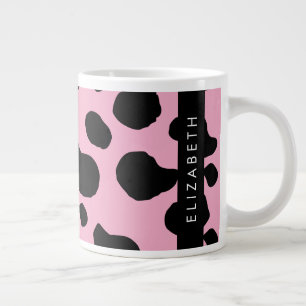 Kuh-Druck, Kuh-Spots, rosa Kuh, Ihr Name Jumbo-Tasse