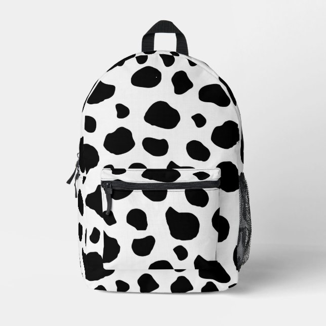 Kuh-Druck, Kuhmuster, Kuh-Spots, schwarz-weiß Bedruckter Rucksack (Vorderseite)