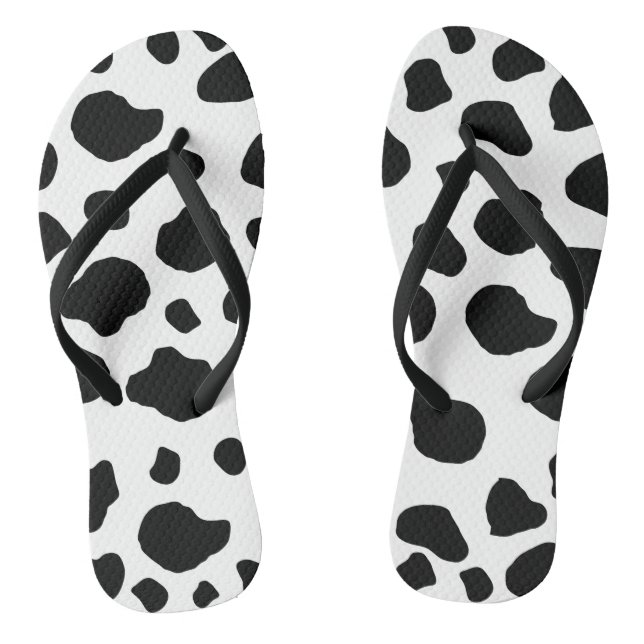 Kuh-Druck, Kuhmuster, Kuh-Spots, schwarz-weiß Flip Flops (Fußbett)
