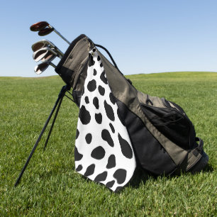 Kuh-Druck, Kuhmuster, Kuh-Spots, schwarz-weiß Golfhandtuch