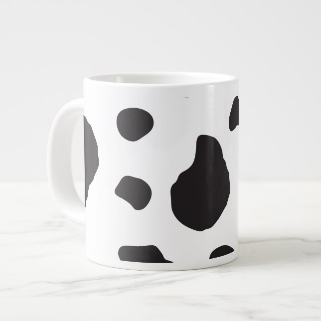 Kuh-Druck, Kuhmuster, Kuh-Spots, schwarz-weiß Jumbo-Tasse (Vorderseite Links)