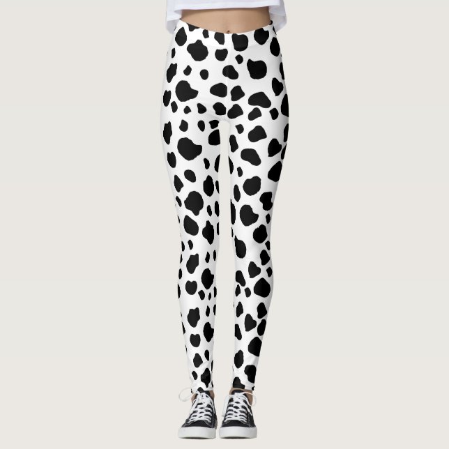 Kuh-Druck, Kuhmuster, Kuh-Spots, schwarz-weiß Leggings (Vorderseite)