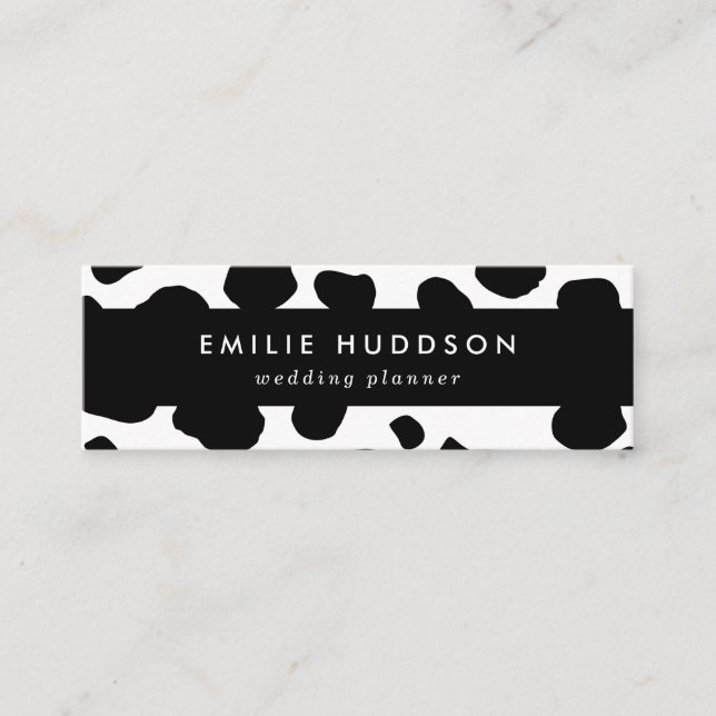 Kuh-Druck, Kuhmuster, Kuh-Spots, schwarz-weiß Mini Visitenkarte (Vorderseite)