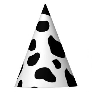 Kuh-Druck, Kuhmuster, Kuh-Spots, schwarz-weiß Partyhütchen