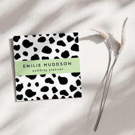 Kuh-Druck, Kuhmuster, Kuh-Spots, schwarz-weiß Quadratische Visitenkarte