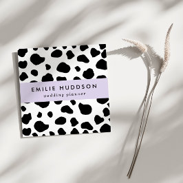 Kuh-Druck, Kuhmuster, Kuh-Spots, schwarz-weiß Quadratische Visitenkarte