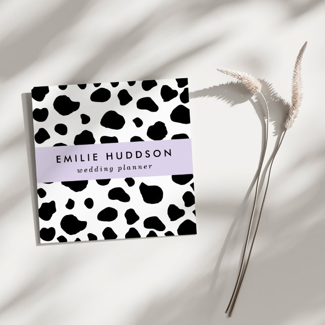 Kuh-Druck, Kuhmuster, Kuh-Spots, schwarz-weiß Quadratische Visitenkarte (Von Creator hochgeladen)