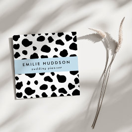 Kuh-Druck, Kuhmuster, Kuh-Spots, schwarz-weiß Quadratische Visitenkarte