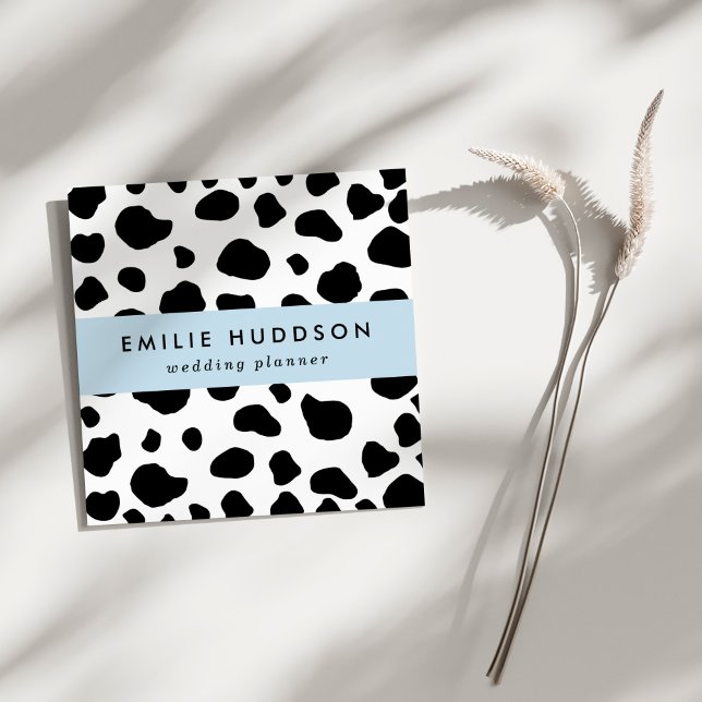 Kuh-Druck, Kuhmuster, Kuh-Spots, schwarz-weiß Quadratische Visitenkarte (Von Creator hochgeladen)