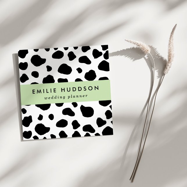 Kuh-Druck, Kuhmuster, Kuh-Spots, schwarz-weiß Quadratische Visitenkarte (Von Creator hochgeladen)
