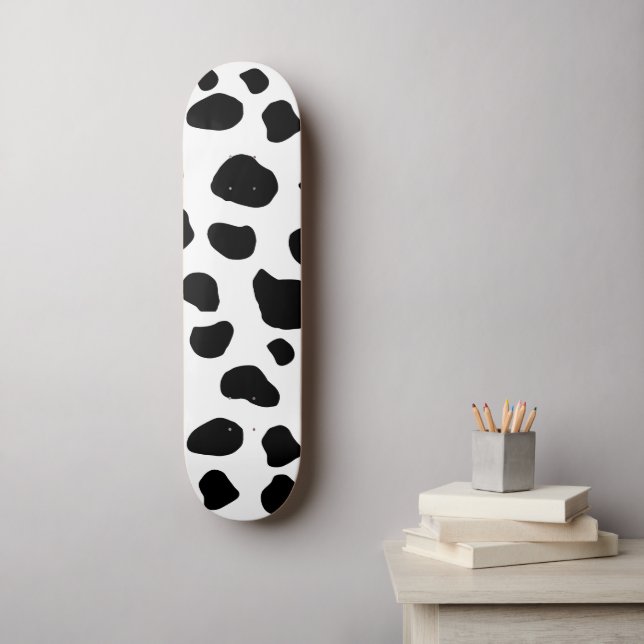 Kuh-Druck, Kuhmuster, Kuh-Spots, schwarz-weiß Skateboard (Wandkunst)