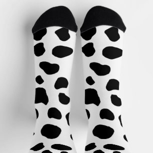 Kuh-Druck, Kuhmuster, Kuh-Spots, schwarz-weiß Socken
