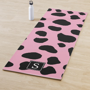 Kuh-Druck, Kuhstropfen, rosa Kuh, Monogramm Yogamatte