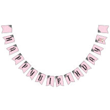 Kuh-Druck Rosa Gingham Happy Birthday-Banner