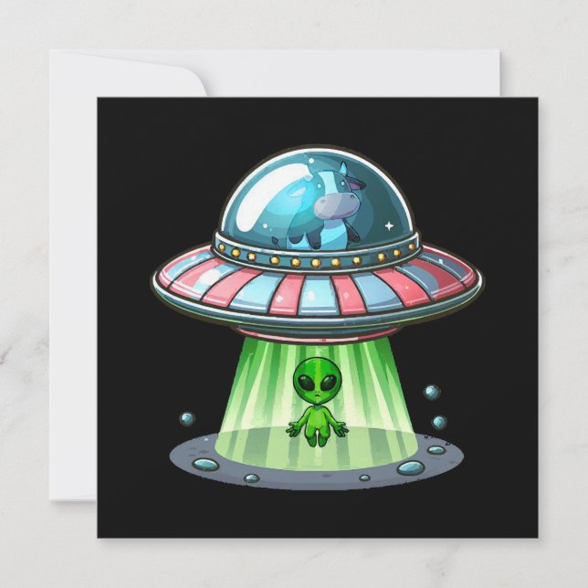 Kuh entführt Alien Einladung (Vorderseite)