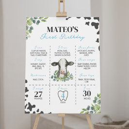 Kuh Erste Geburtstagsfeier Meilenstein-Zeichen Poster