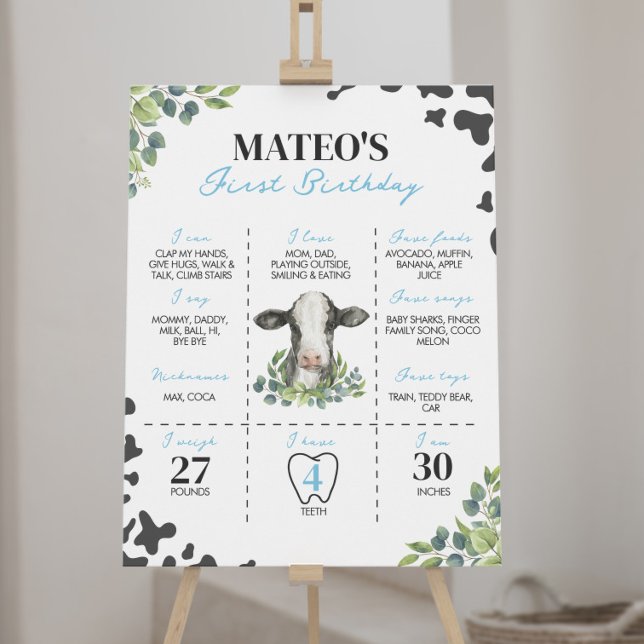 Kuh Erste Geburtstagsfeier Meilenstein-Zeichen Poster (Von Creator hochgeladen)