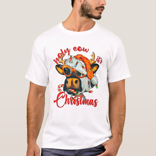 Kuh Es ist Weihnachts Candy Cane Sant T-Shirt (Vorderseite)