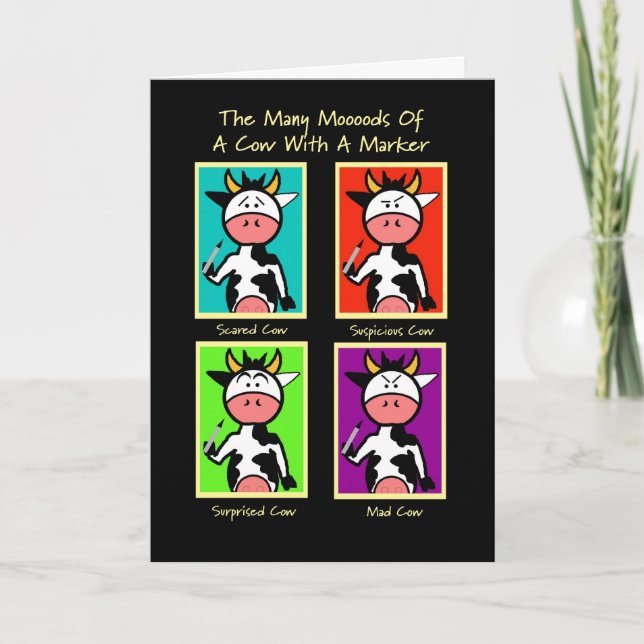 Kuh Eyebrows Funny Birthday Card Karte (Vorderseite)