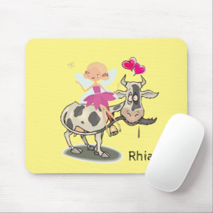 Kuh Fairy rosa Herz Mouse Pad! Mousepad