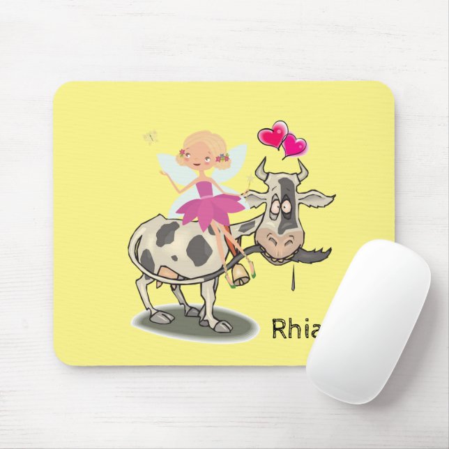 Kuh Fairy rosa Herz Mouse Pad! Mousepad (Mit Mouse)