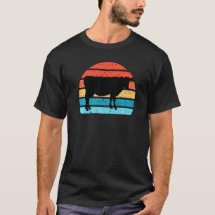 Kuh Farm Tier Silhouette Bild Auf Einem Retro Vint T-Shirt