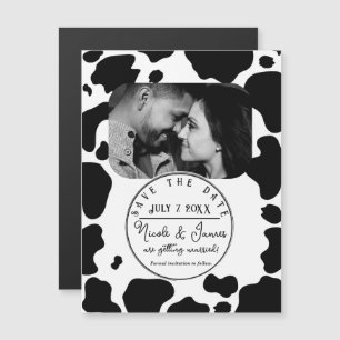 Kuh Flecken Druck Schwarz & Weiß Save the Date Magnetkarte