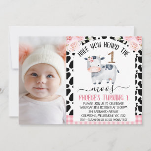 Kuh Foto haben Sie gehört, die Moos 1. Geburtstag. Einladung