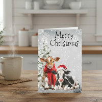 Kuh Frohe Weihnachten Kalb Babys