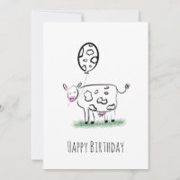 Kuh Frohen Geburtstag Handgezeichnete Doodle-Kunst