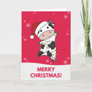 Kuh Fröhliche Weihnachten Wintertiere Kühe Karte