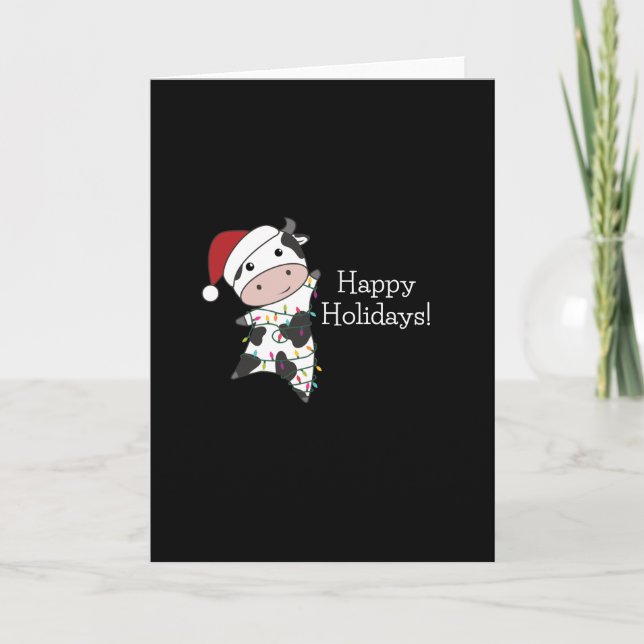 Kuh fröhliche Weihnachts-Wintertiere Kühe Karte (Vorderseite)