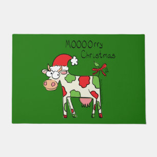 Kuh Funny Cartoon Weihnachtsfeiertag Fußmatte