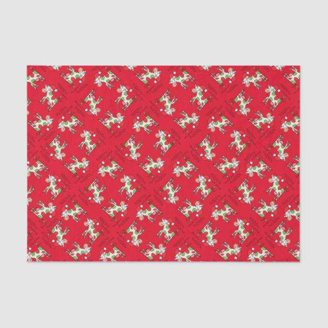 Kuh Funny Cartoon Weihnachtsfeiertag Seidenpapier (Vorderseite)