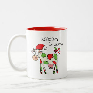 Kuh Funny Cartoon Weihnachtsfeiertag Zweifarbige Tasse