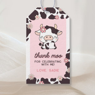 Kuh Geburtstag Blumenrosa Danke Moo Gefallen Tags Geschenkanhänger