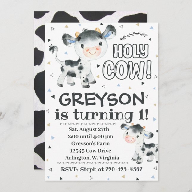 Kuh Geburtstag Einladung Heilige Kuh Einladung (Vorne/Hinten)