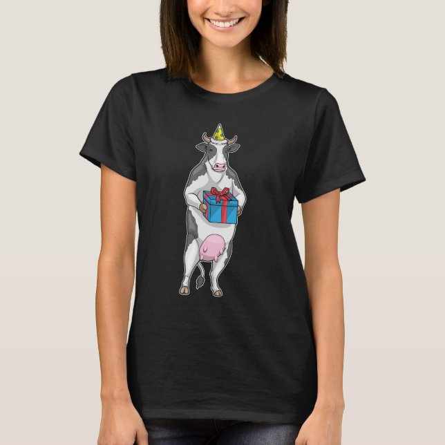 Kuh-Geburtstagsfeier-Hut T-Shirt (Vorderseite)