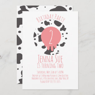 Kuh Geburtstagspartei Tierdruckmuster rosa braun Einladung