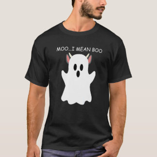 Kuh Geist Moo Ich meine Boo Kürbis Mond Halloween T-Shirt