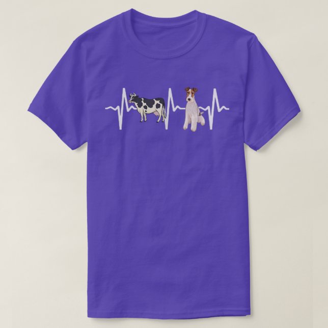 Kuh Gepunkteter Draht für Terrier Heartbeat Dog Lo T-Shirt (Design vorne)