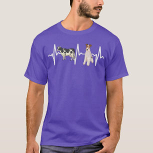 Kuh Gepunkteter Draht für Terrier Heartbeat Dog Lo T-Shirt