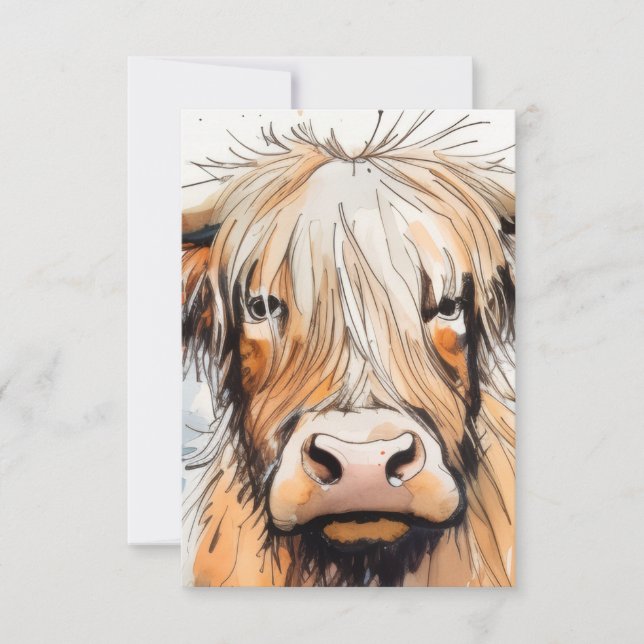 Kuh-Geschenk, Highland-Kuh  Dankeskarte (Vorderseite)
