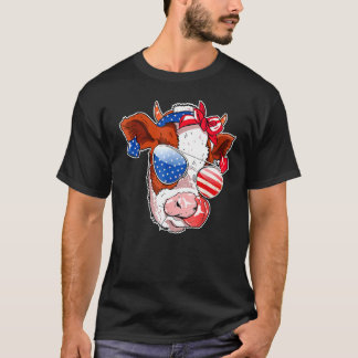 Kuh Gesicht Amerika Flagge 4. Juli Kuh T-Shirt