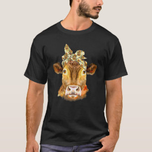 Kuh-Gesicht mit Sonnenblumen-Headband Bandana Heif T-Shirt