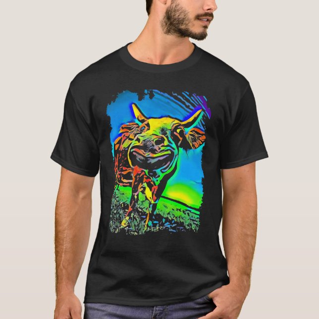 Kuh Gesicht Pop Art T-Shirt (Vorderseite)