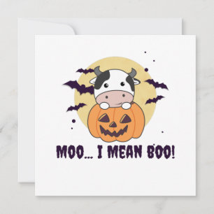Kuh Ghost Niedlich Kawaii Halloween Moo I Gemein B Einladung