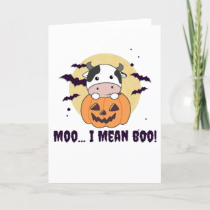 Kuh Ghost Niedlich Kawaii Halloween Moo I Gemein B Feiertagskarte