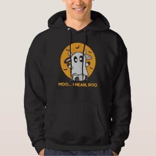 Kuh Ghost Niedlich Kawaii Halloween Moo I Gemein B Hoodie